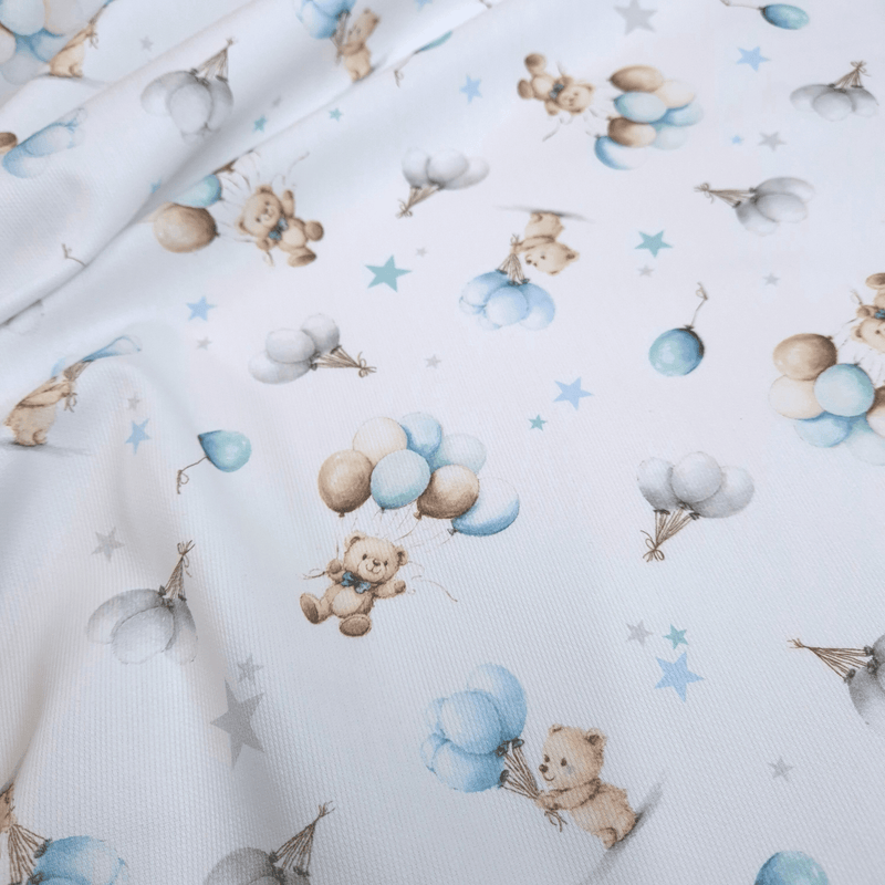 Piqué de coton impression numérique H 150 cm - CIEL/BLEU CLAIR
