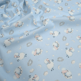 Piquet millerighe con stampa digitale H 150 cm - PECORELLE DOLCI SOGNI/AZZURRO
