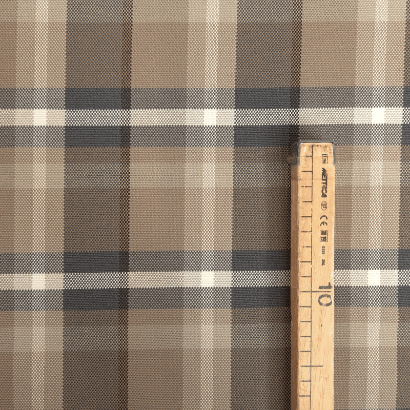 Tessuto Arredo M. Cotone H 280 cm - QUADRO BLU/TORTORA