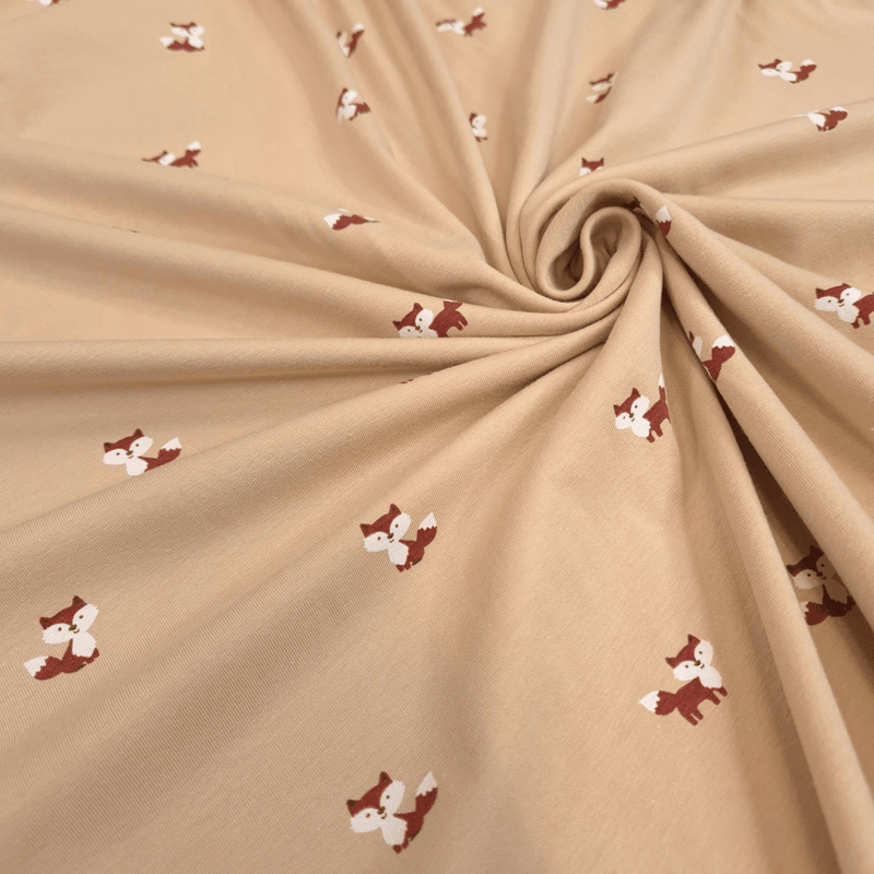 Jersey di Cotone H 150 cm - VOLPINE/BEIGE