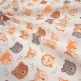 Tessuto Cotone "Collezione Baby Wonderland" H 145 cm - ANIMAL FACE/FOGLIOLINE