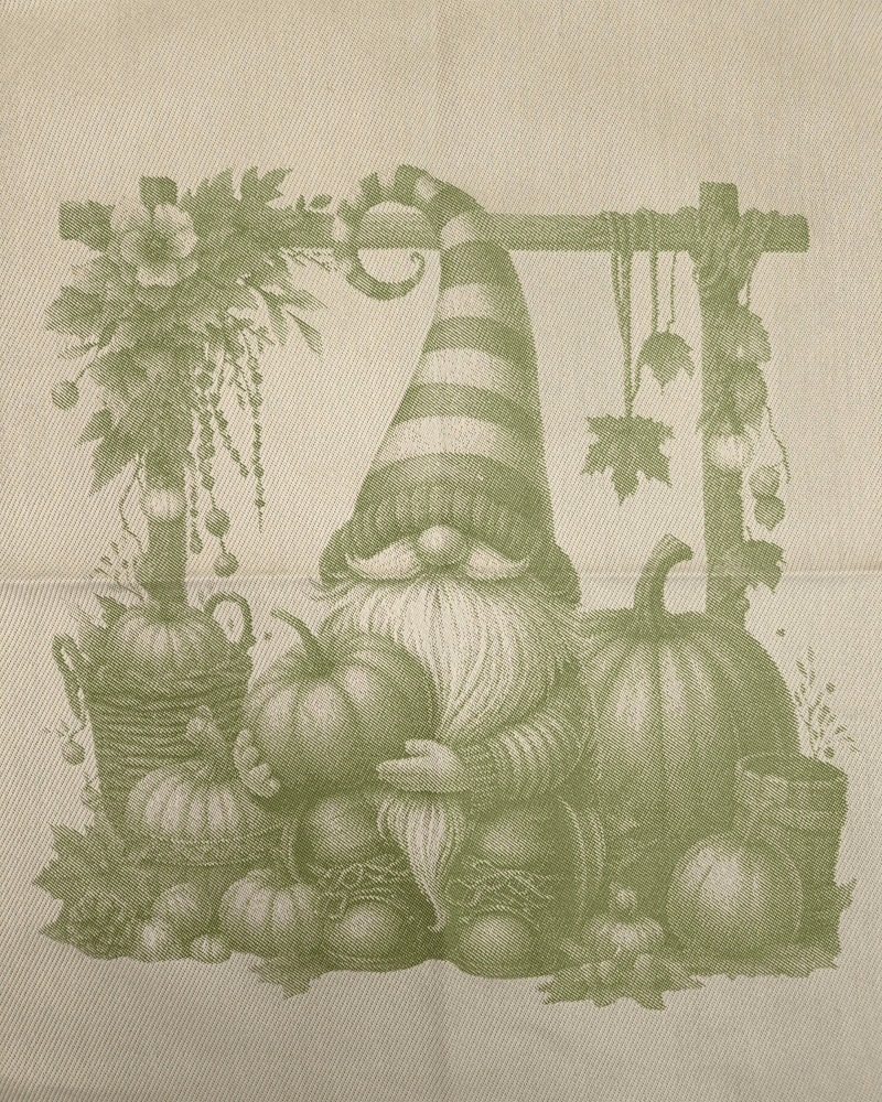 Asciugapiatti in puro cotone - GNOMO AUTUNNALE/VERDE