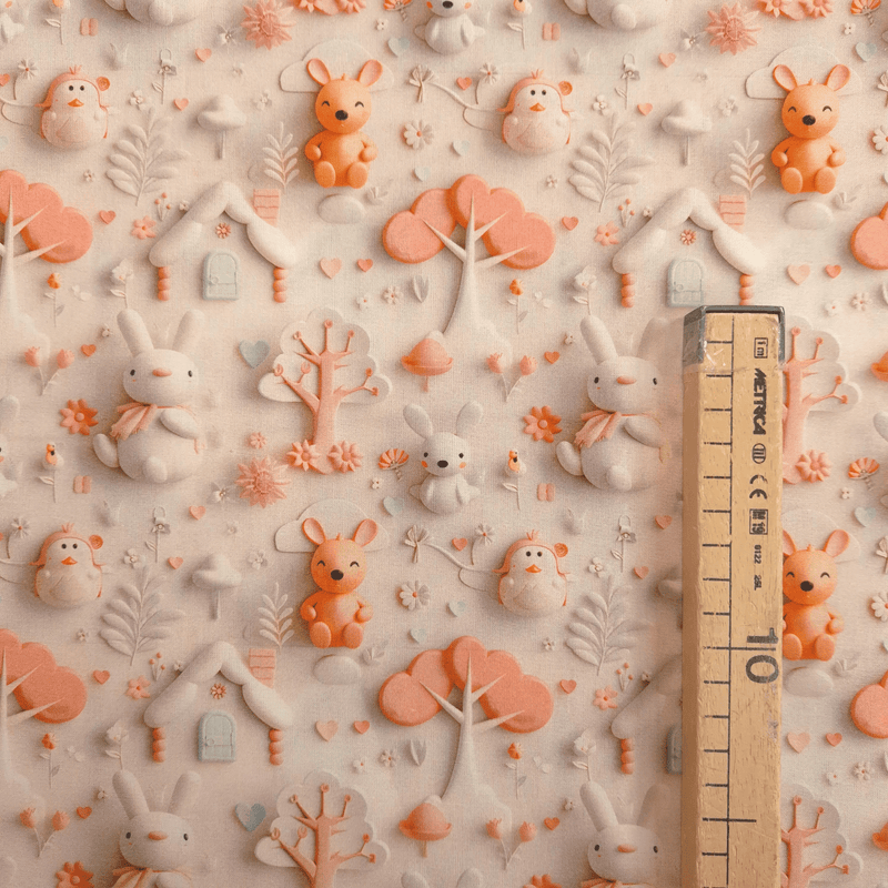 Tissu Coton Digital H 150 cm - SWEET ELEPHANTS/BEIGE