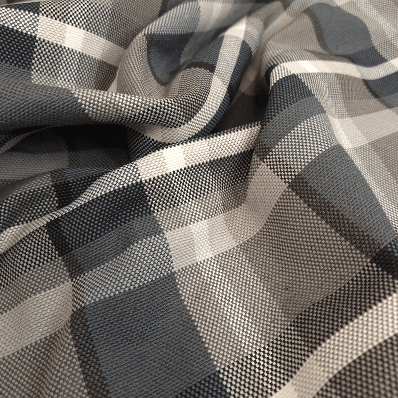 Tessuto Arredo M. Cotone H 280 cm - QUADRO NERO/GRIGIO