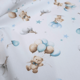 Piqué de coton impression numérique H 150 cm - CIEL/BLEU CLAIR