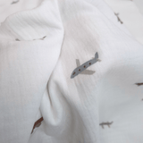 Mussola di Cotone Doppia Garza H 140 cm - AEROPLANI/LATTE