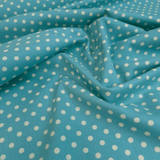 Cotone Americano H 110 cm - POIS BIANCHI/ACQUAMARINA