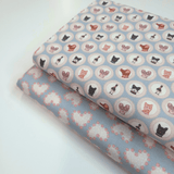 Cotone Americano - Collezione “Love Family” ANIMAL TEAM/AZZURRO POLVERE