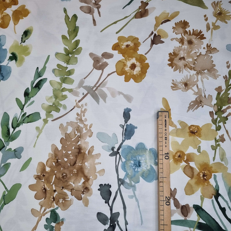 Misto cotone con stampa digitale H 280 cm - FIORI ACQUERELLO AUTUNNO
