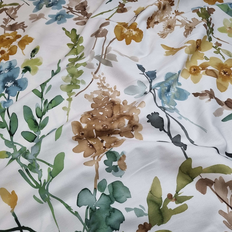 Misto cotone con stampa digitale H 280 cm - FIORI ACQUERELLO AUTUNNO