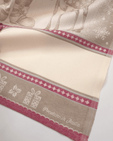 Asciugapiatti da ricamo in puro cotone - BABBO NATALE E RENNE NOCCIOLA