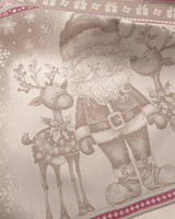 Asciugapiatti da ricamo in puro cotone - BABBO NATALE E RENNE NOCCIOLA