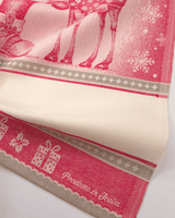 Asciugapiatti da ricamo in puro cotone - BABBO NATALE E RENNE ROSSO