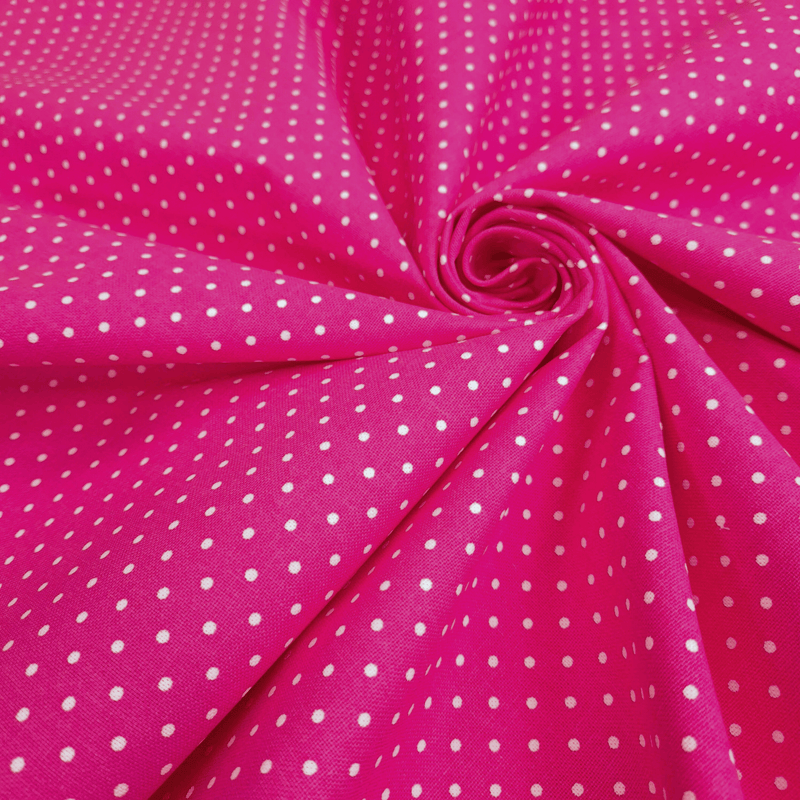Cotone Fondo Panama H 280 cm - POIS BIANCHI FONDO FUXIA