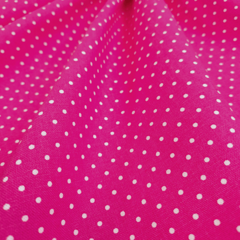 Cotone Fondo Panama H 280 cm - POIS BIANCHI FONDO FUXIA