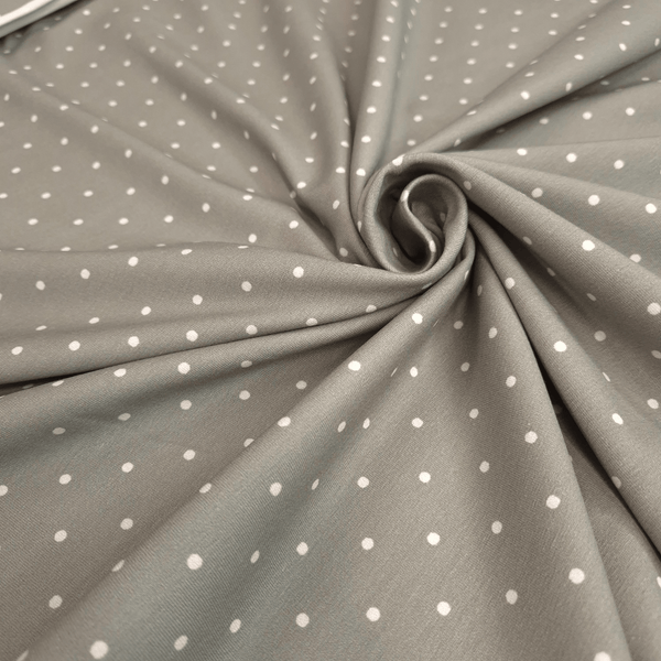 Jersey di Cotone H 160 cm - POIS BIANCHI FONDO FANGO