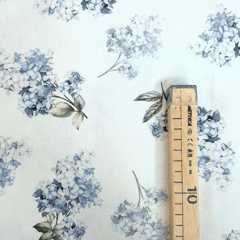 Cotone Fondo Panama Digital H 280 cm - ORTENSIE AZZURRO