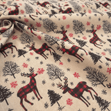 Cotone Fondo Grezzo H 280 cm - CERVI SCOZZESI ROSSO/NERO