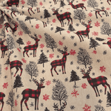Cotone Fondo Grezzo H 280 cm - CERVI SCOZZESI ROSSO/NERO
