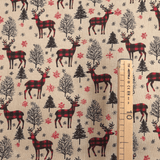 Cotone Fondo Grezzo H 280 cm - CERVI SCOZZESI ROSSO/NERO