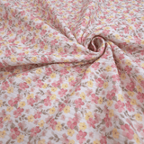 Mussola di Cotone Doppia Garza H 140 cm - FIORELLINI ROSA E GIALLI/LATTE