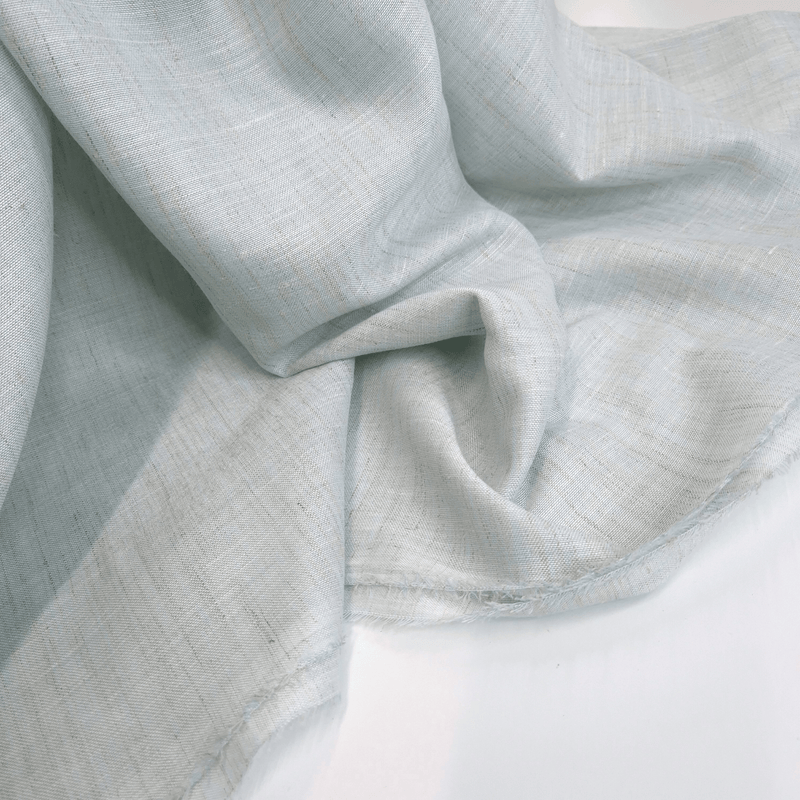 Tenda a metraggio Misto Lino H 330 cm - Variante AZZURRO POLVERE Fiammato
