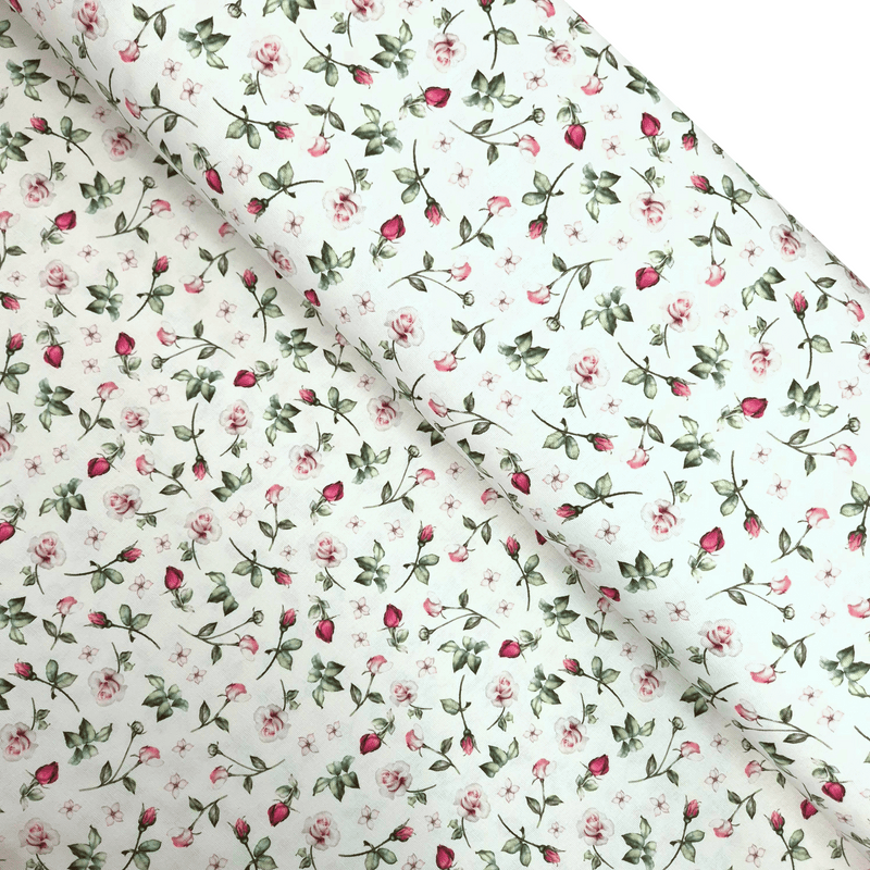 Cotone Fondo Panama Digital H 280 cm - ROSE E FIORELLINI ROSA