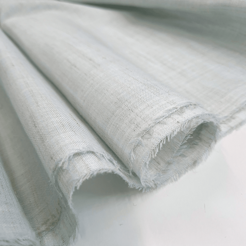 Tenda a metraggio Misto Lino H 330 cm - Variante AZZURRO POLVERE Fiammato