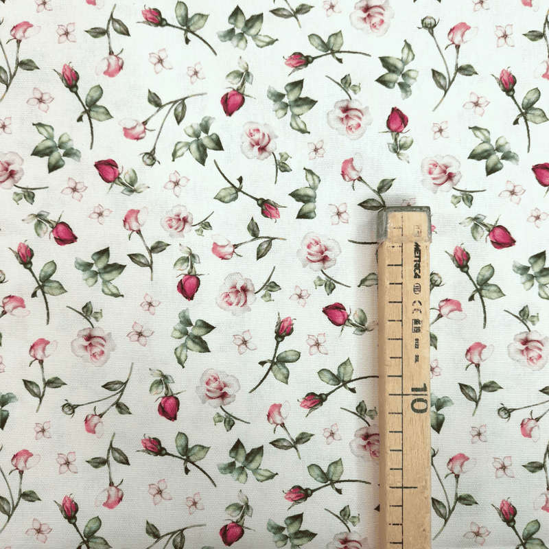 Cotone Fondo Panama Digital H 280 cm - ROSE E FIORELLINI ROSA