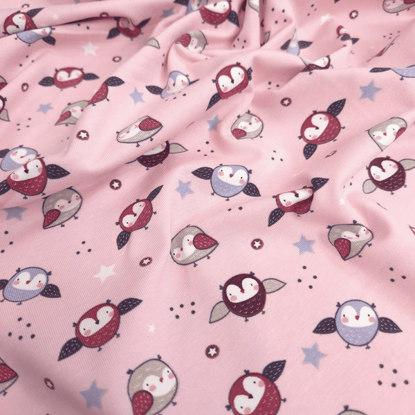 Baumwolljersey – EULEN ROSA HINTERGRUND – Mindestgröße oder Vielfaches von 25 x 140 cm