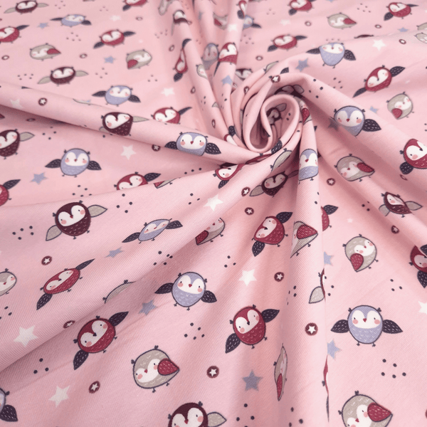 Baumwolljersey – EULEN ROSA HINTERGRUND – Mindestgröße oder Vielfaches von 25 x 140 cm