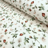 Cotone Fondo Panama Digital H 280 cm - ROSE E FIORELLINI BEIGE