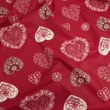 Cretonne Leggero H 160 cm - CUORI D'INVERNO/BORDEAUX