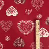 Cretonne Leggero H 160 cm - CUORI D'INVERNO/BORDEAUX