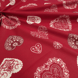 Cretonne Leggero H 160 cm - CUORI D'INVERNO/BORDEAUX