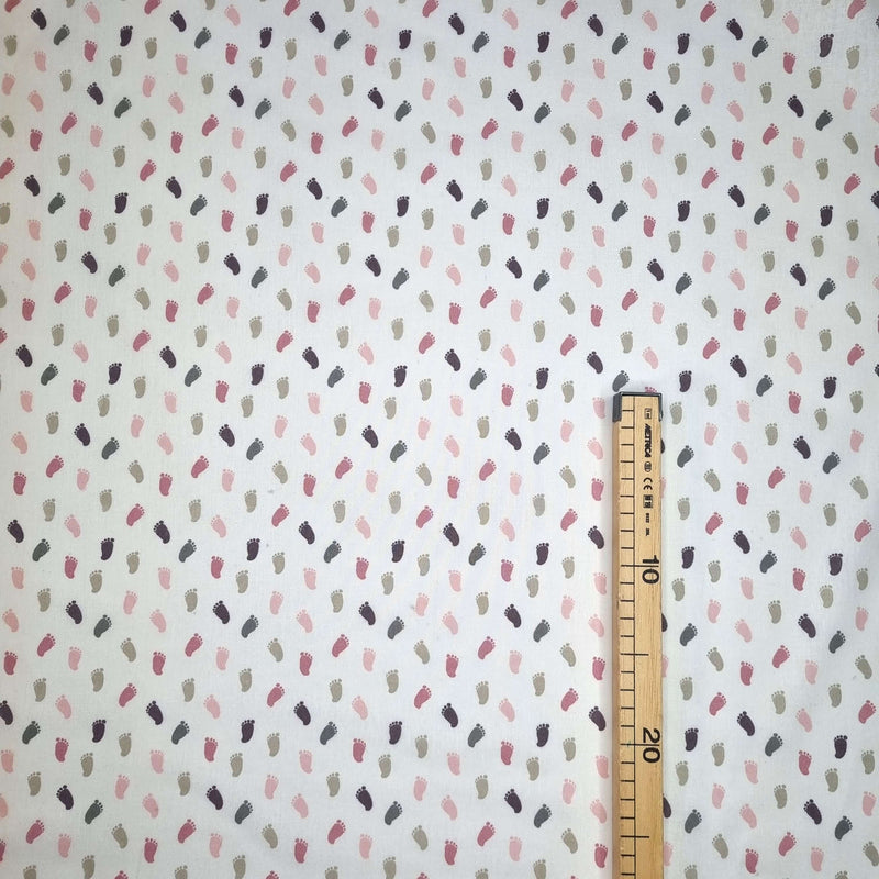 Tessuto Cotone H 140 cm - PIEDINI ROSA