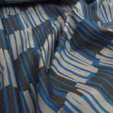 Cotone Americano H 110 cm - PENNELLATTE GRIGIE E NERE/BLU