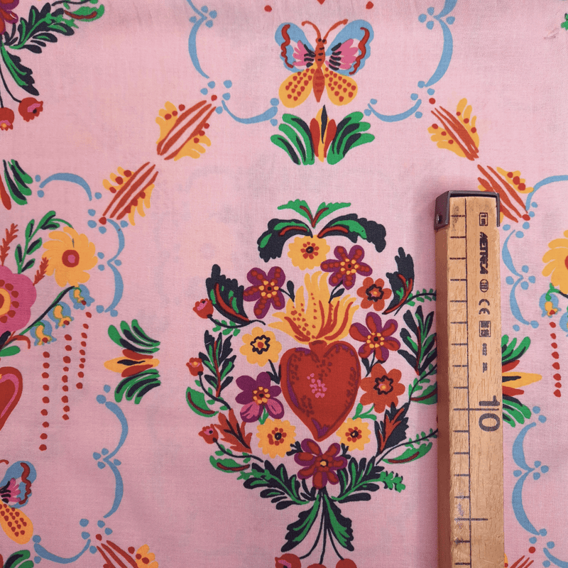Cotone Americano H 110 cm - CUORE SACRO/ROSA