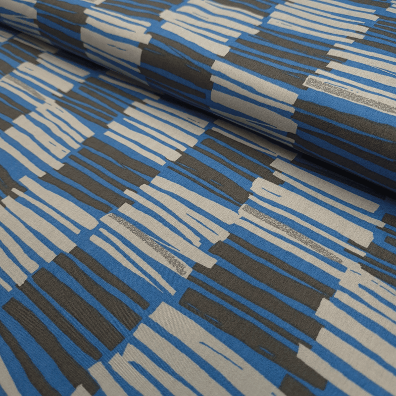 Cotone Americano H 110 cm - PENNELLATTE GRIGIE E NERE/BLU