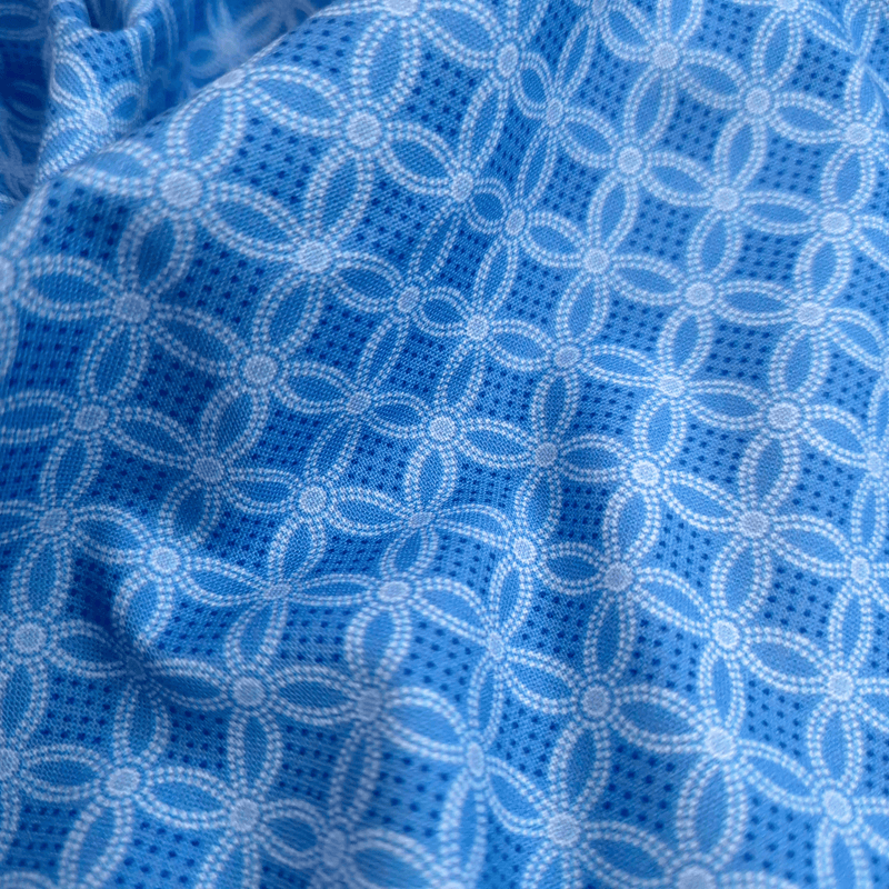 Cotone Americano H 110 cm - MAGLIA GEOMETRICA/AZZURRO