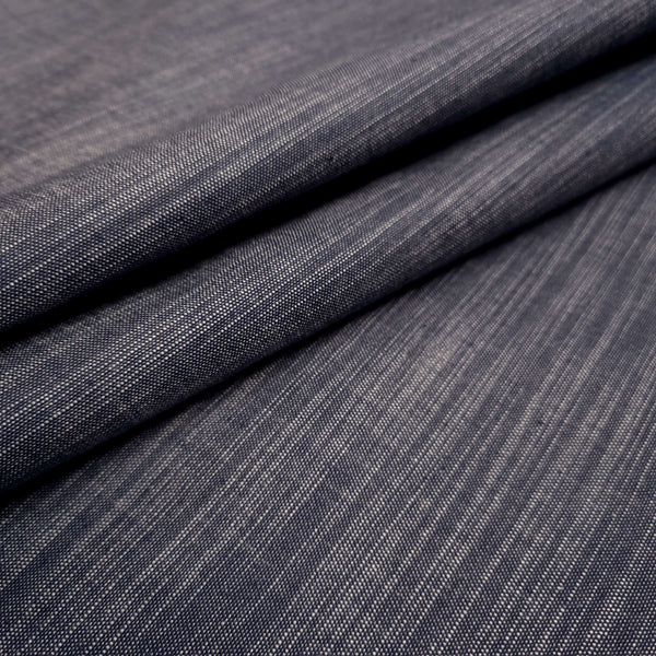 Tessuto cotone tinto in filo H 180 cm - FIAMMATO MARINO