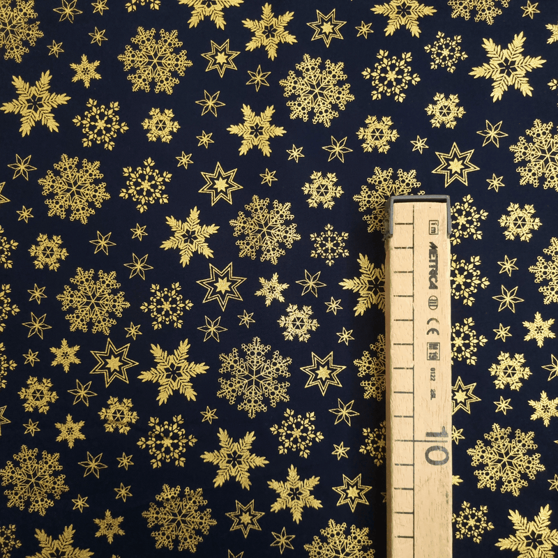 Cotone Natale H 140 cm - FIOCCHI DI NEVE E STELLE/BLU NOTTE