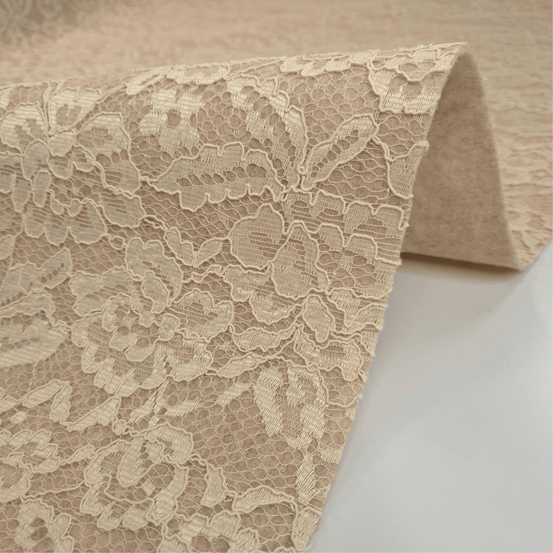 Feutre de Laine ROSE ANTIQUE avec DENTELLE LUREX - coupe minimum ou multiples de 25 x 135 cm