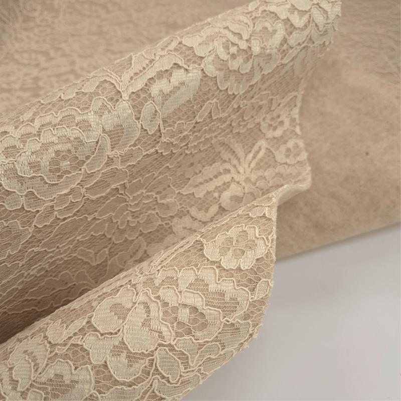 Feutre de Laine ROSE ANTIQUE avec DENTELLE LUREX - coupe minimum ou multiples de 25 x 135 cm
