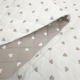 Trapuntato in tela di cotone double face H 140 cm - CUORI GRIGI E BIANCHI