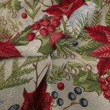 Tessuto Arredo Gobelin H 280 cm - STELLA DI NATALE CON FIOCCO ROSSO/LUREX ORO