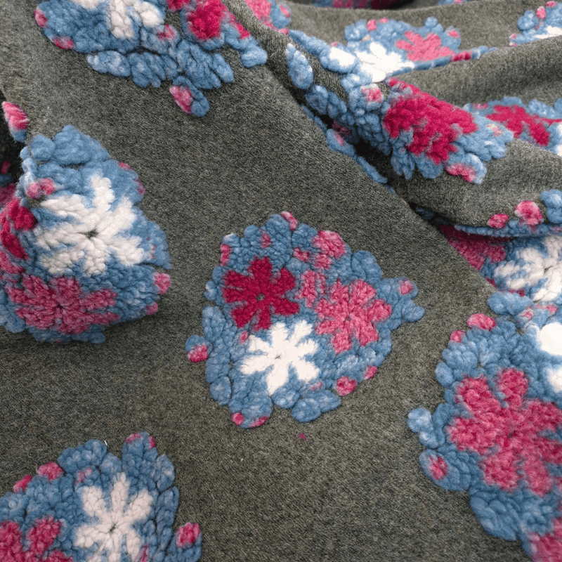 Lana Cotta H 160 cm - FIORI ROSA/GRIGIO