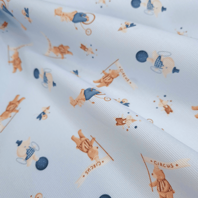 Piquet millerighe con stampa digitale H 150 cm - CIRCUS/AZZURRO