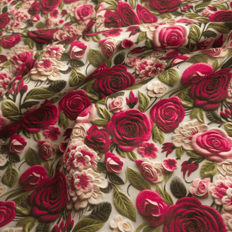 Cotone Fondo Panama Stampa Digitale 3D H 280 cm - ROSELLINE