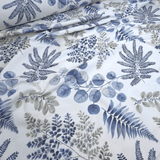 Cotone Fondo Panama H 280 cm - SINFONIA DI FOGLIE/INDACO